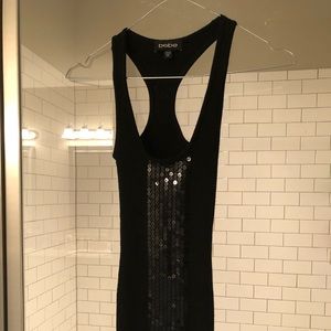 bebe racer back black sequins tank
